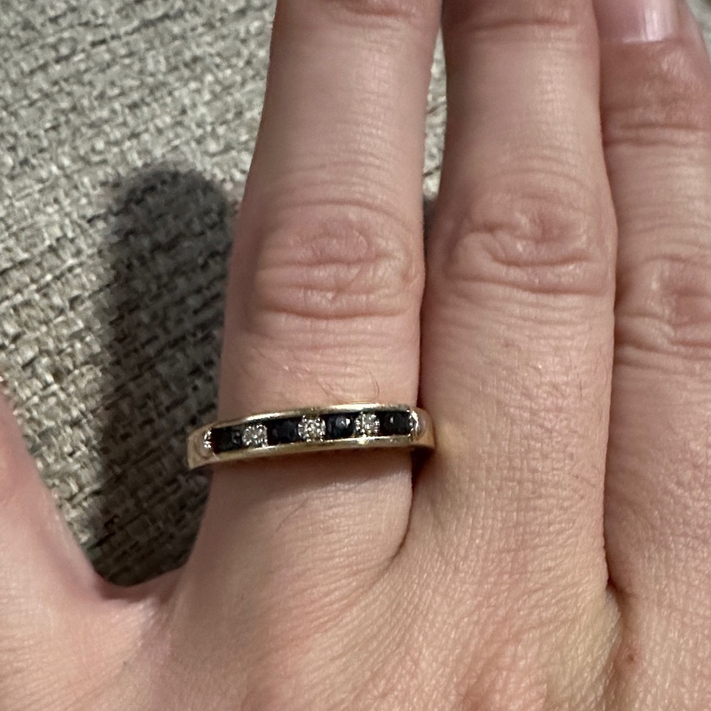 10k Gold Genuine Sapphire and Diamond Ring